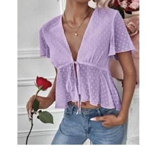 Tie Front Purple Blouse
